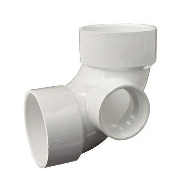 3" x 1-1/2" DWV PVC 1/4 Bend w/ Side Inlet D301-337