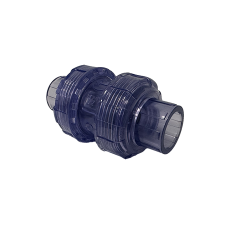 1/2" Clear PVC True Union Swing Check Valve - side view